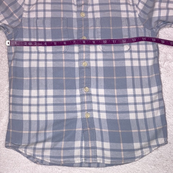 Gap flannel button down light blue plaid size small - Picture 3 of 6